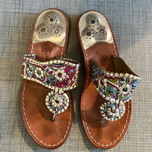 Jack Rogers Paisley Print with Silver Leather size 5